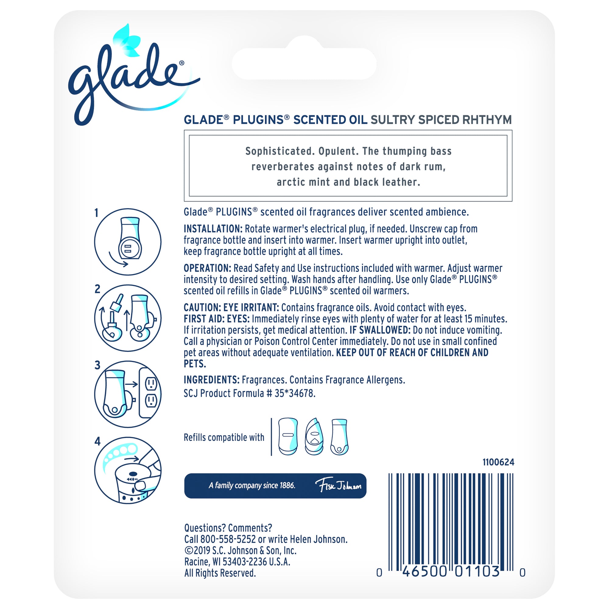 PlugIns Scented Oil Air Freshener Refill, Sultry Spiced Rhythm, 2 count