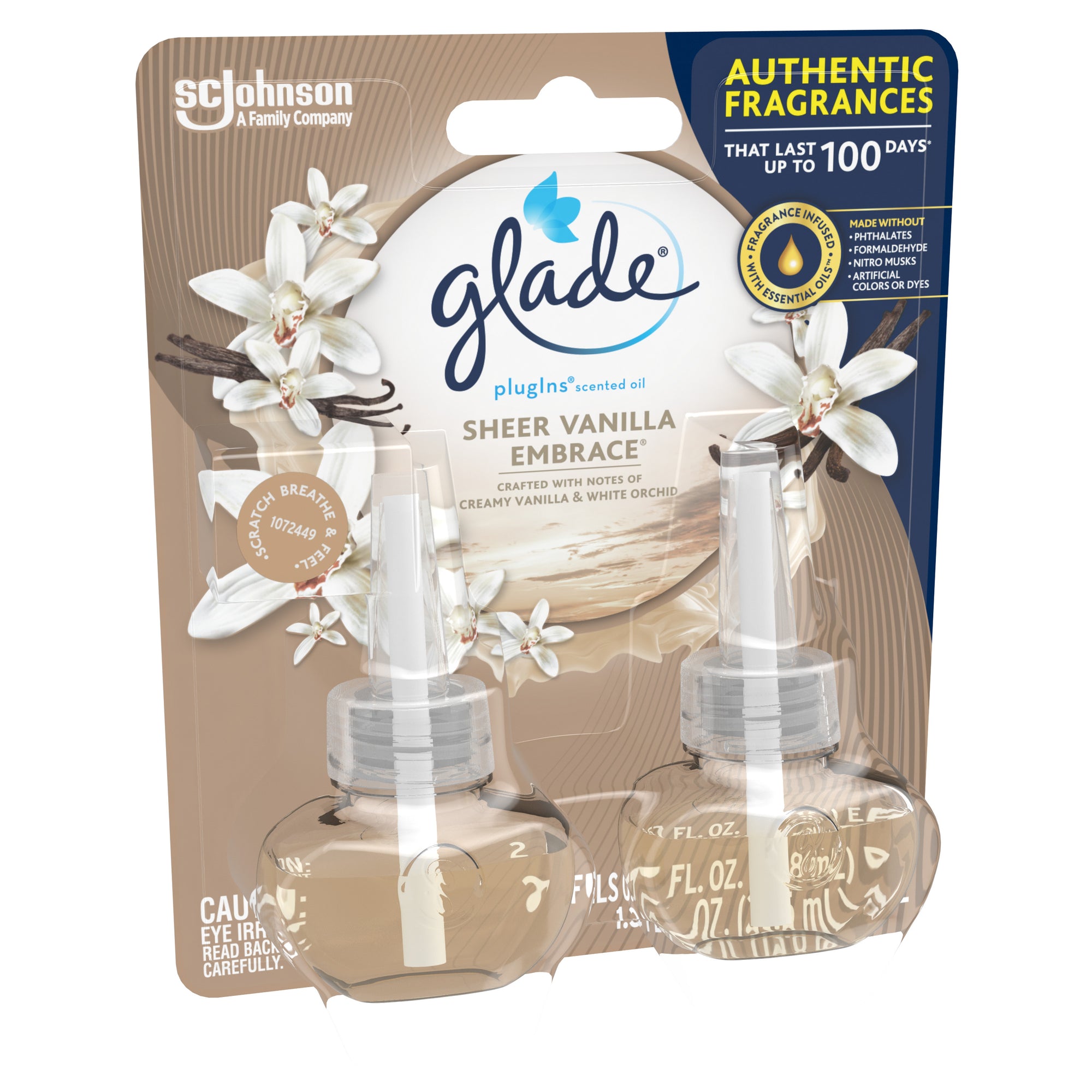PlugIns Refill 2 CT, Sheer Vanilla Embrace, 1.34 FL. OZ. Total, Scented Oil Air Freshener Infusedx